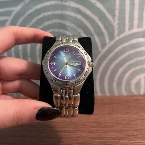 Silver Watch with Blue Dial - Benrus 6.5 Inch Wrist Size